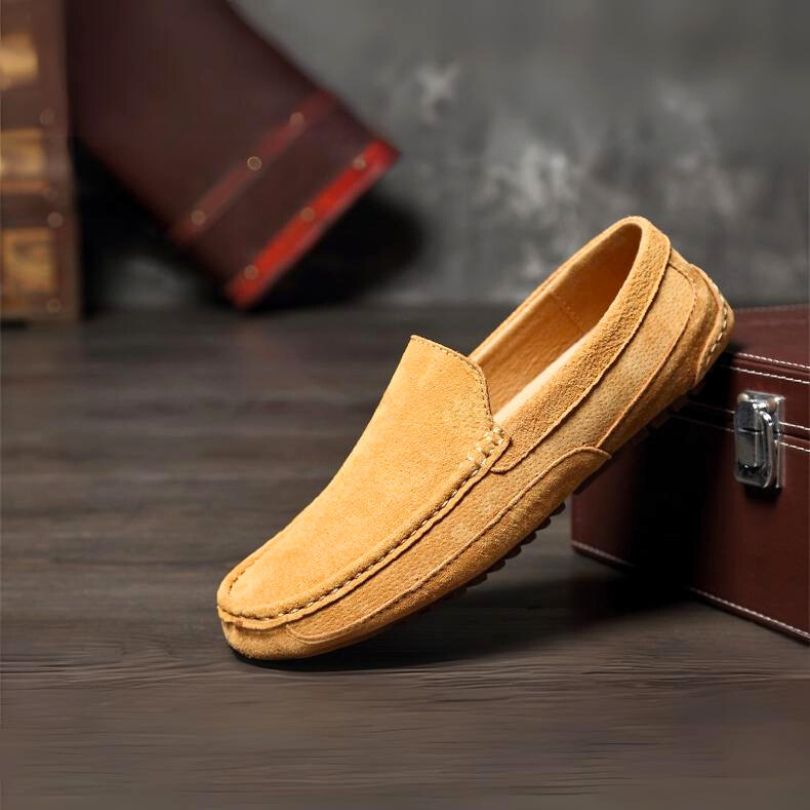 Giallo skórzane loafersy