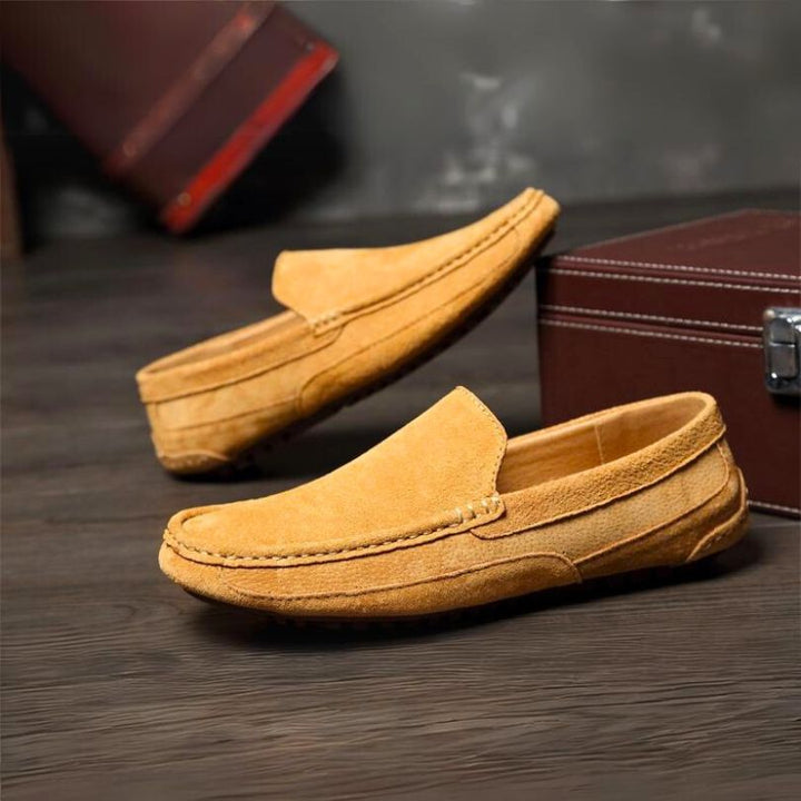Giallo skórzane loafersy