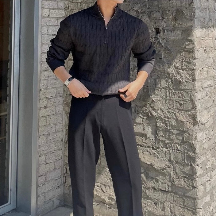 GWANGJU sweter w warkocz z ćwierćzamkiem