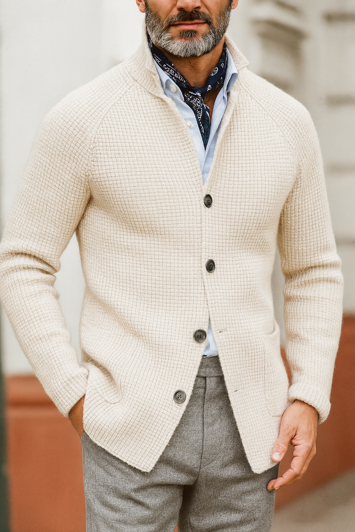 Javen™ - Męska dzianinowa kurtka kardigan ze stójką