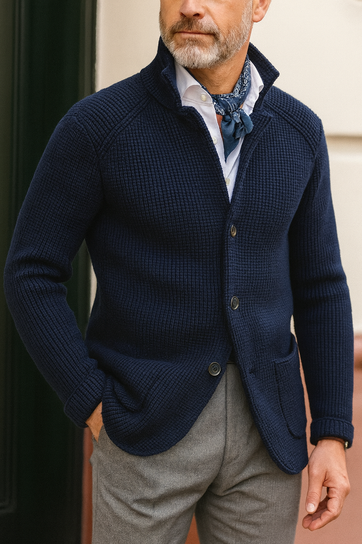 Javen™ - Męska dzianinowa kurtka kardigan ze stójką