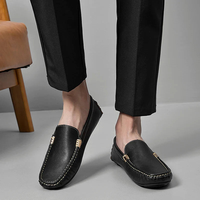 Devero skórzane driving loafersy